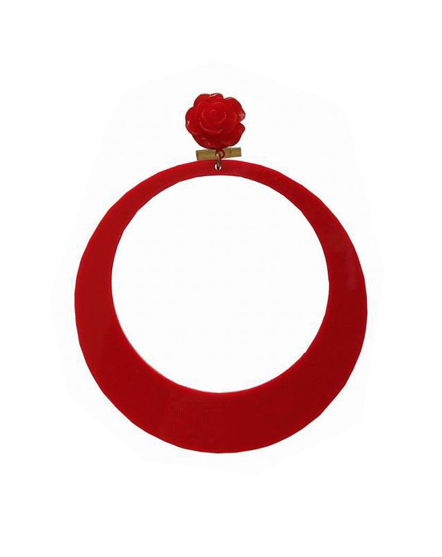 Flamenca Hoop Earrings made of Acetate. Red